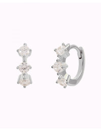 3 Round CZ Huggie Hoop Earrings