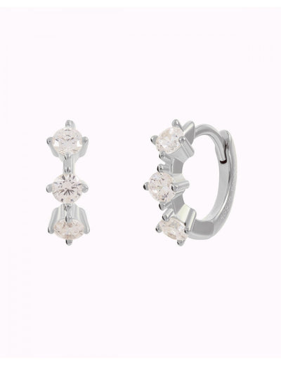 3 Round CZ Huggie Hoop Earrings