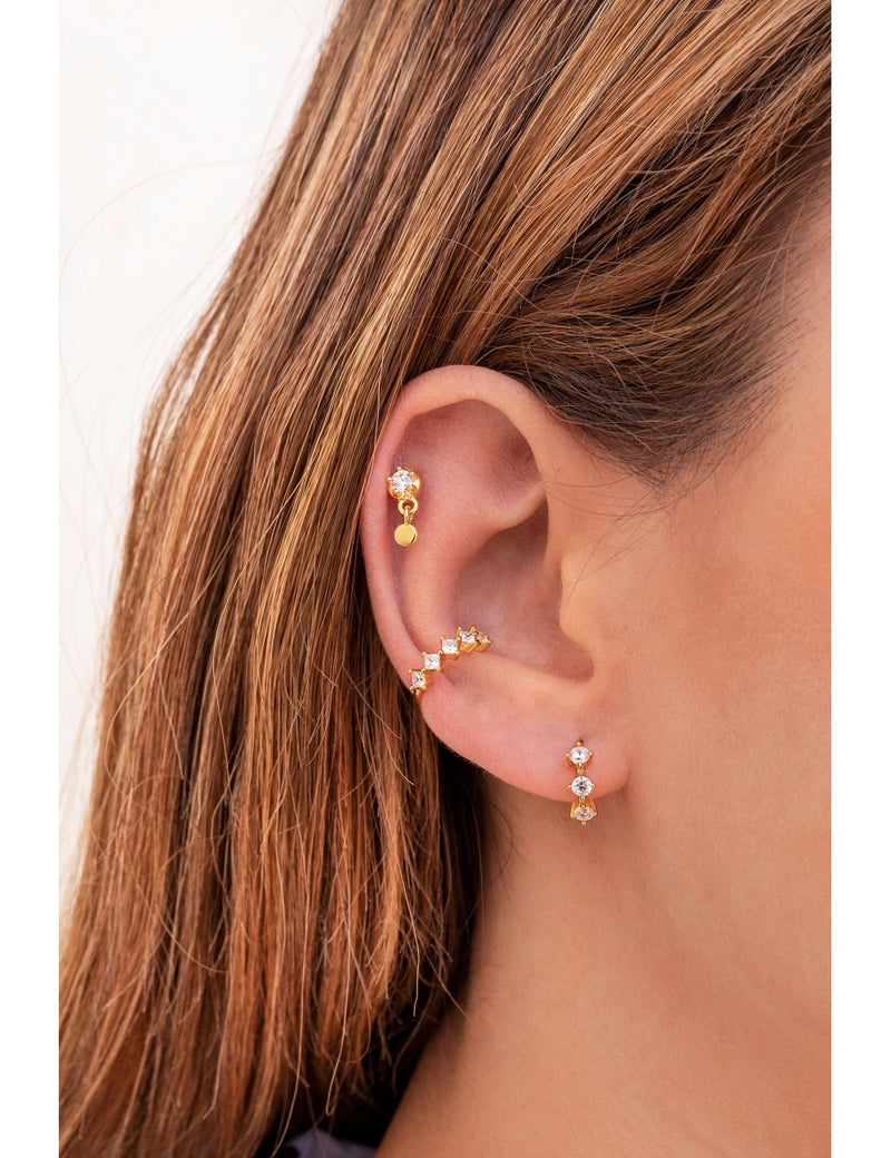 3 Round CZ Huggie Hoop Earrings
