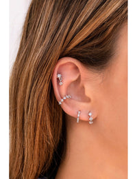 3 Round CZ Huggie Hoop Earrings