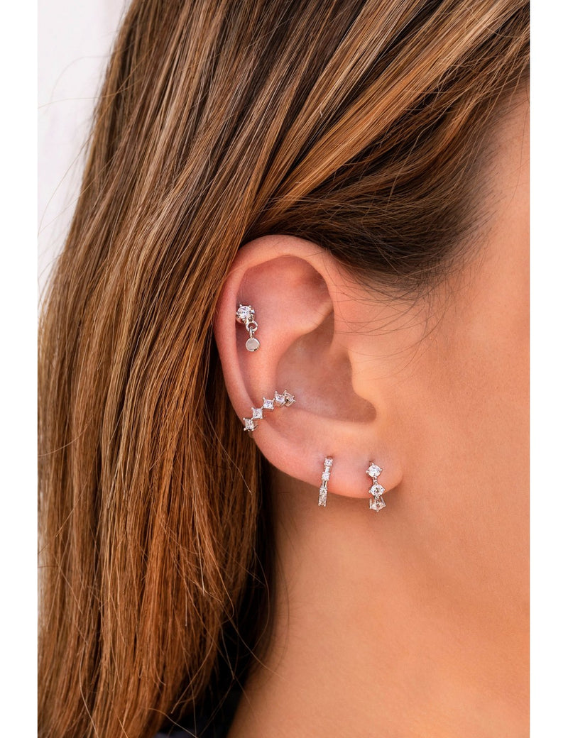 3 Round CZ Huggie Hoop Earrings
