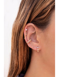3 Round CZ Huggie Hoop Earrings