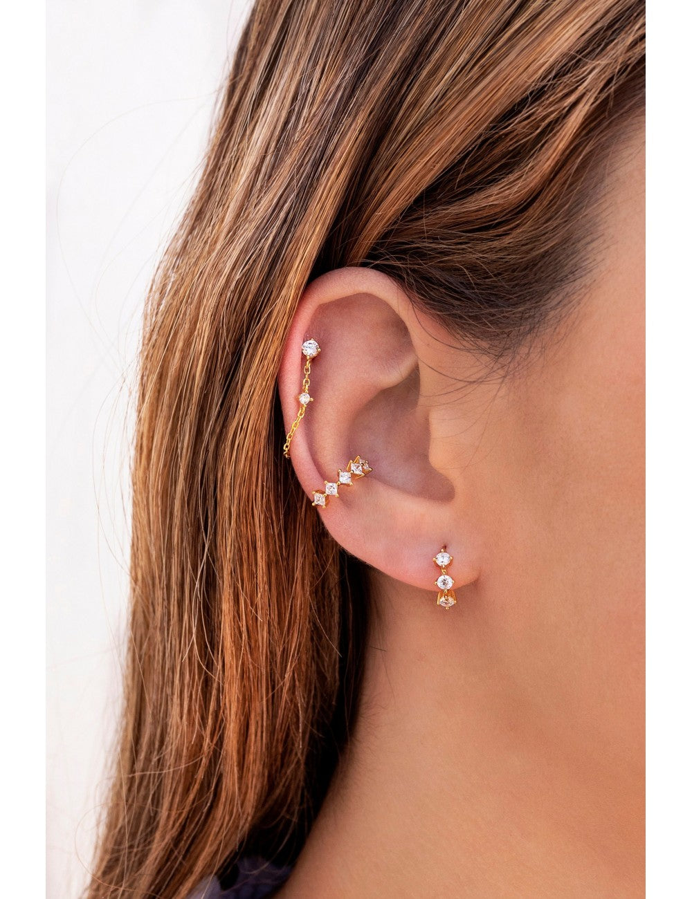 3 Round CZ Huggie Hoop Earrings
