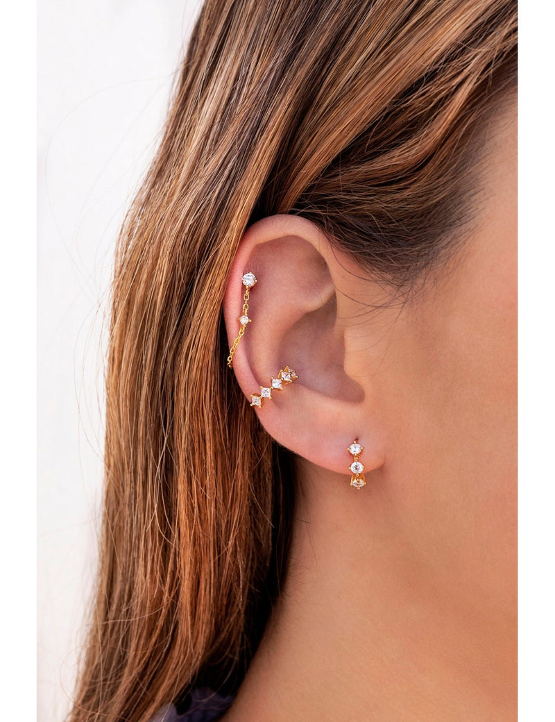 3 Round CZ Huggie Hoop Earrings