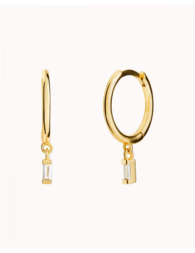 Tiny Baguette CZ Huggie Hoop Earrings