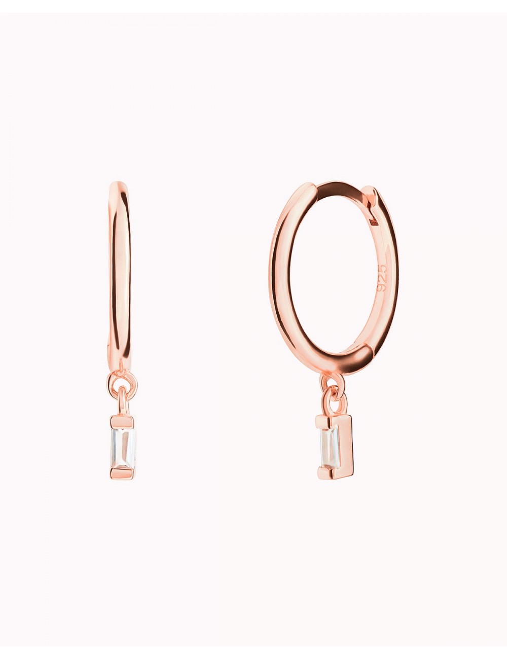 Tiny Baguette CZ Huggie Hoop Earrings