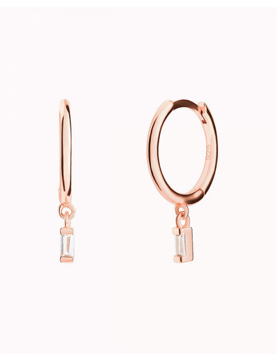 Tiny Baguette CZ Huggie Hoop Earrings