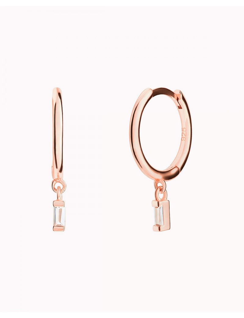 Tiny Baguette CZ Huggie Hoop Earrings