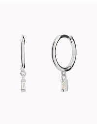 Tiny Baguette CZ Huggie Hoop Earrings