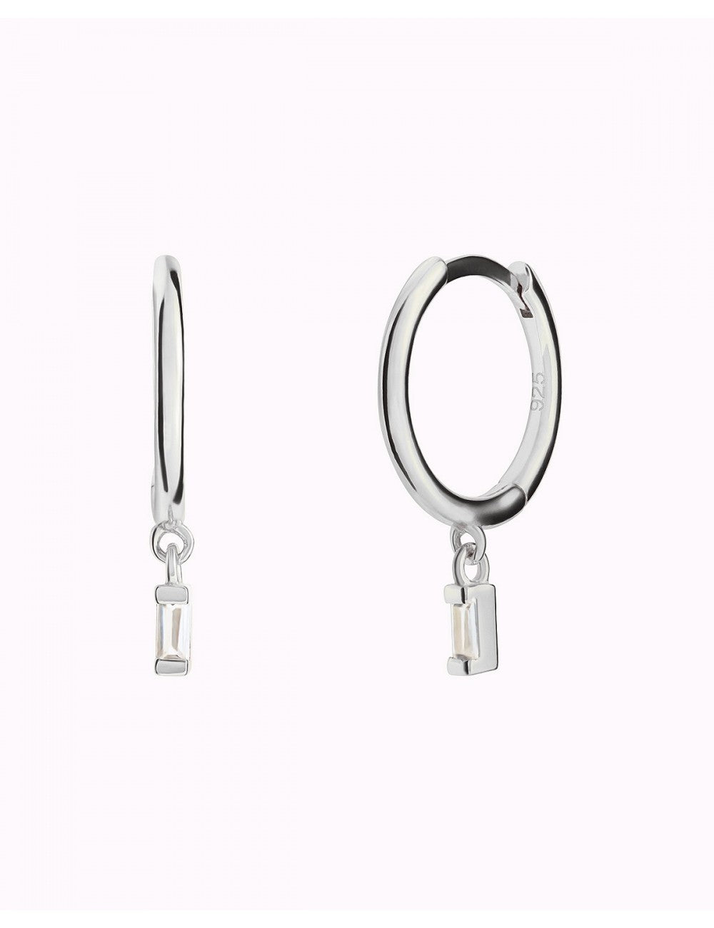 Tiny Baguette CZ Huggie Hoop Earrings