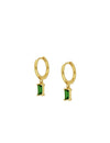 Pendientes de aro huggie con charm de circonita en talla baguette