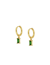 Pendientes de aro huggie con charm de circonita en talla baguette