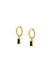 Pendientes de aro huggie con charm de circonita en talla baguette
