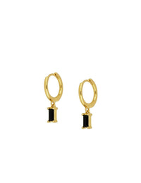 Pendientes de aro huggie con charm de circonita en talla baguette