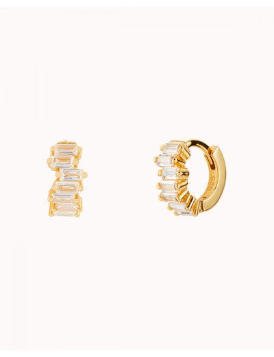 Huggie Creolen mit Baguette-Zirkonia