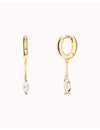 Pendientes de aro huggie con colgante de cadena y circonita en talla marquesa