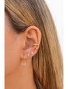 Fan Shaped Baguette CZ Charm Huggie Hoop Earrings