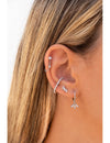 Fan Shaped Baguette CZ Charm Huggie Hoop Earrings