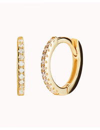 Pave CZ Huggie Hoop Earrings