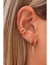 Pave CZ Huggie Hoop Earrings