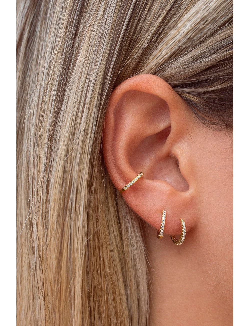 Pave CZ Huggie Hoop Earrings