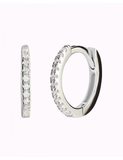 Boucles d'oreilles créoles Huggie avec zircones cubiques serties pavées
