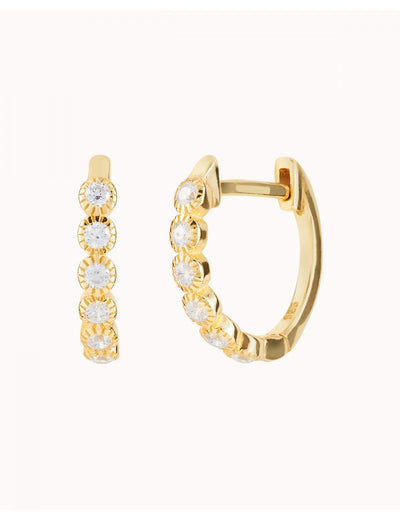 CZ Bezel Huggie Hoop Earrings 
