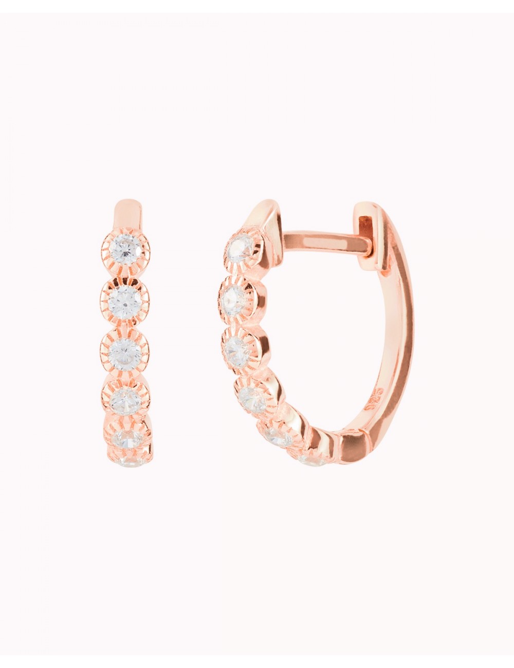 Pendientes de aro huggie con circonitas en talla redonda