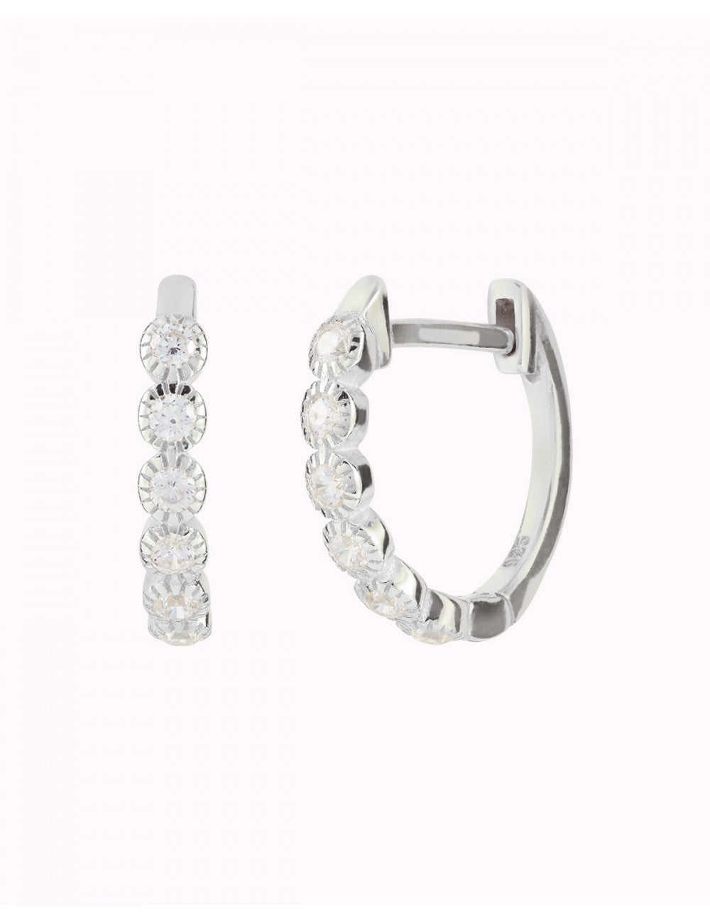 Pendientes de aro huggie con circonitas en talla redonda