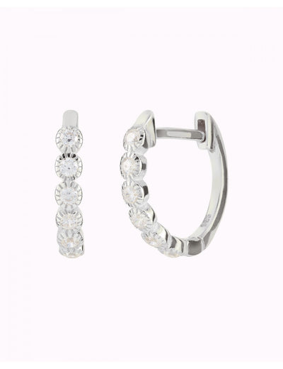 CZ Bezel Huggie Hoop Earrings 