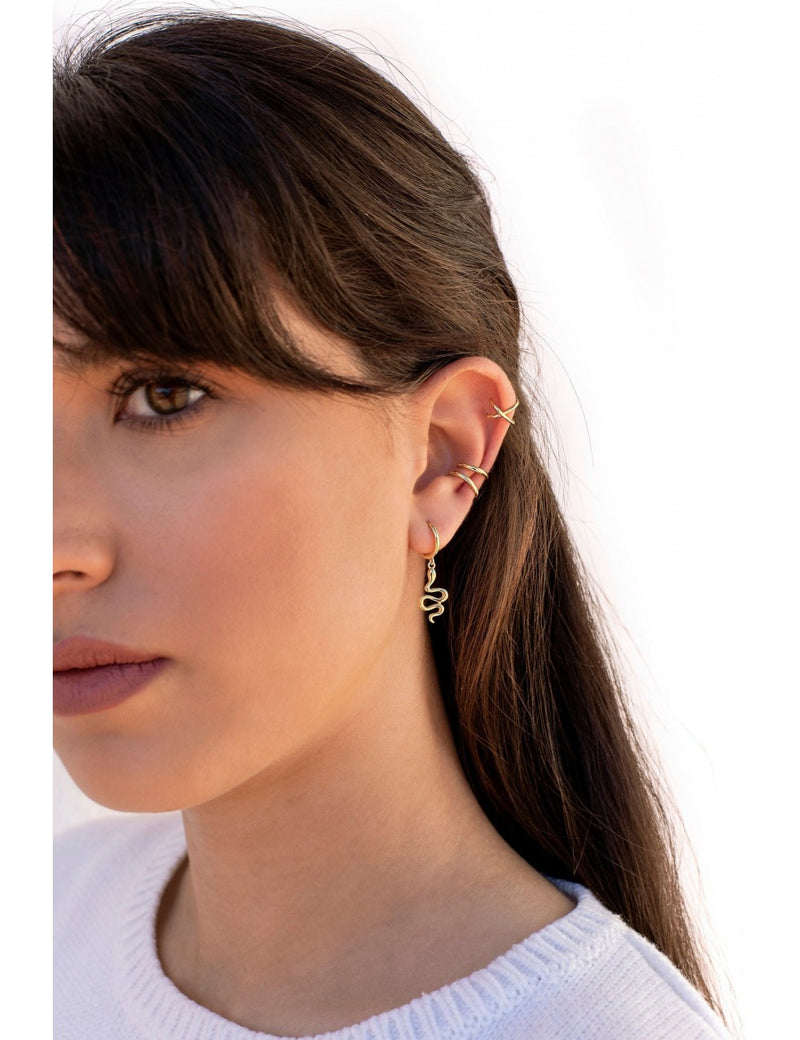 Snake Shaped Charm Huggie Hoop Earrings