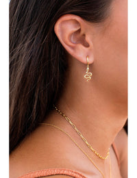 Snake Shaped Charm Huggie Hoop Earrings