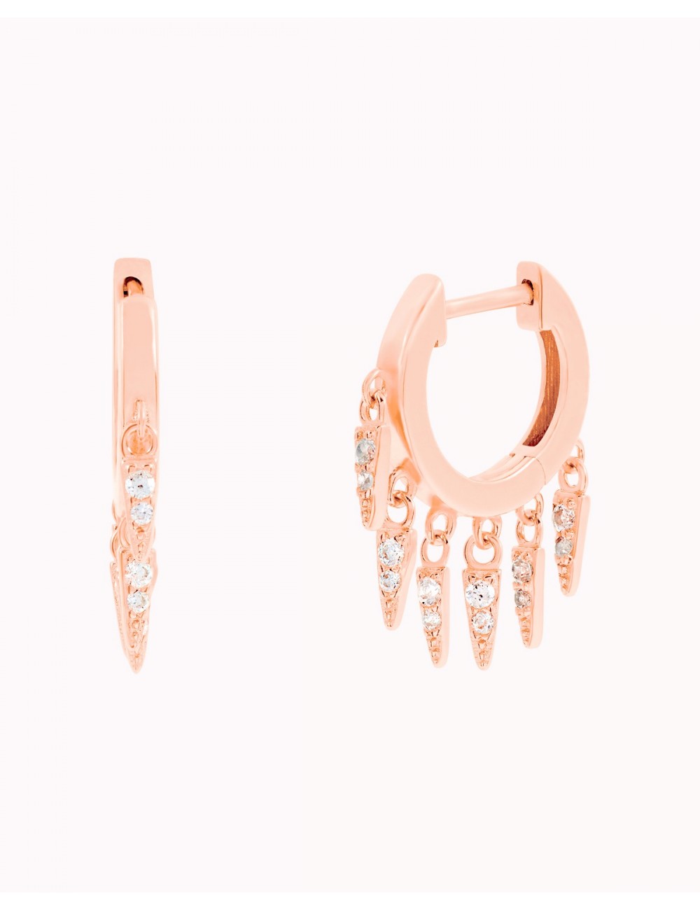 Boucles d'oreilles créoles Huggie avec breloques en forme de triangle et zircones cubiques