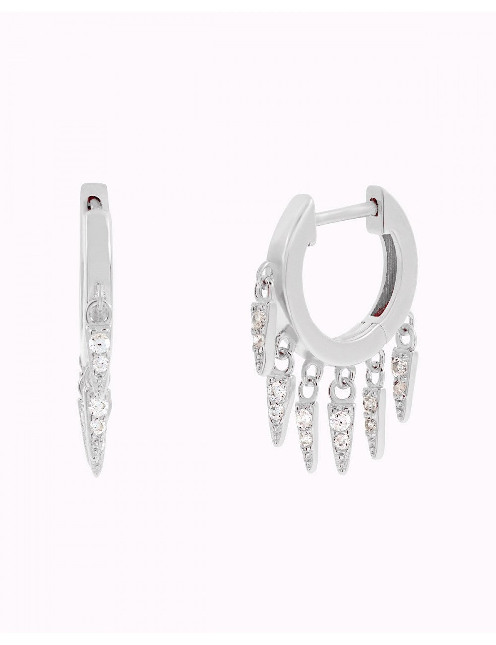 Boucles d'oreilles créoles Huggie avec breloques en forme de triangle et zircones cubiques