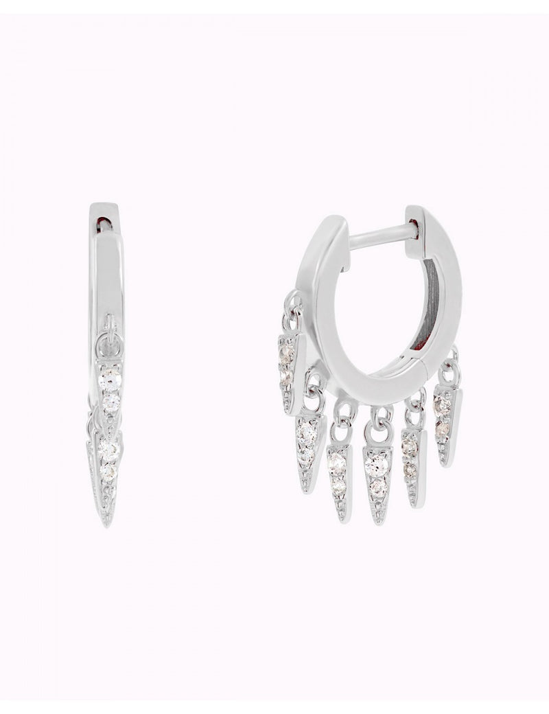 Boucles d'oreilles créoles Huggie avec breloques en forme de triangle et zircones cubiques