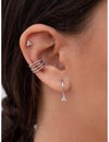 3 CZ Flower-Shaped Charm Huggie Hoop Earrings