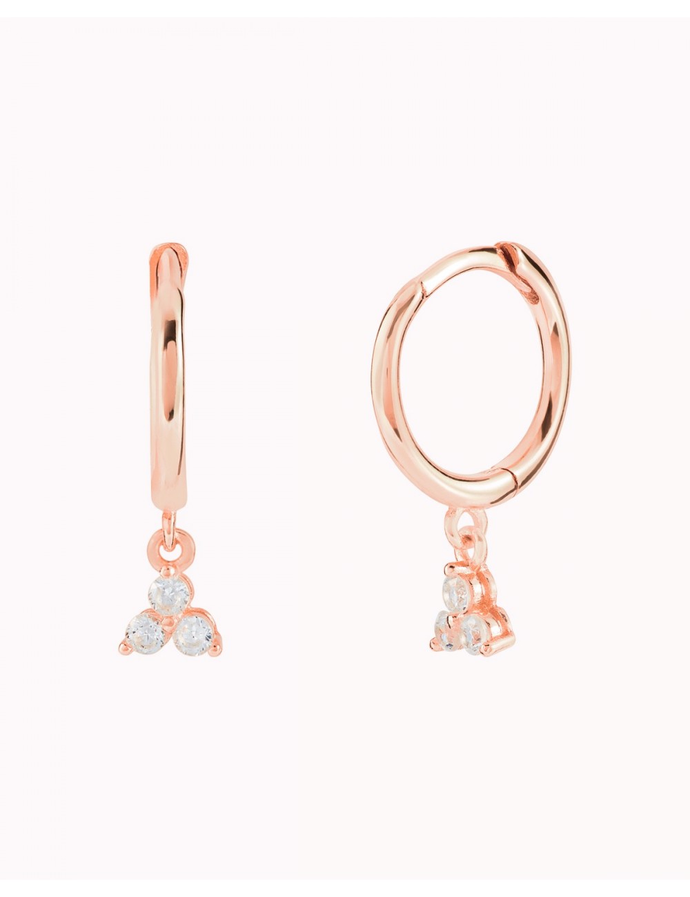 3 CZ Flower-Shaped Charm Huggie Hoop Earrings