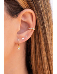 Dangling Bezel CZ Huggie Hoop Earrings