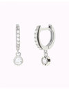 Dangling Bezel CZ Huggie Hoop Earrings
