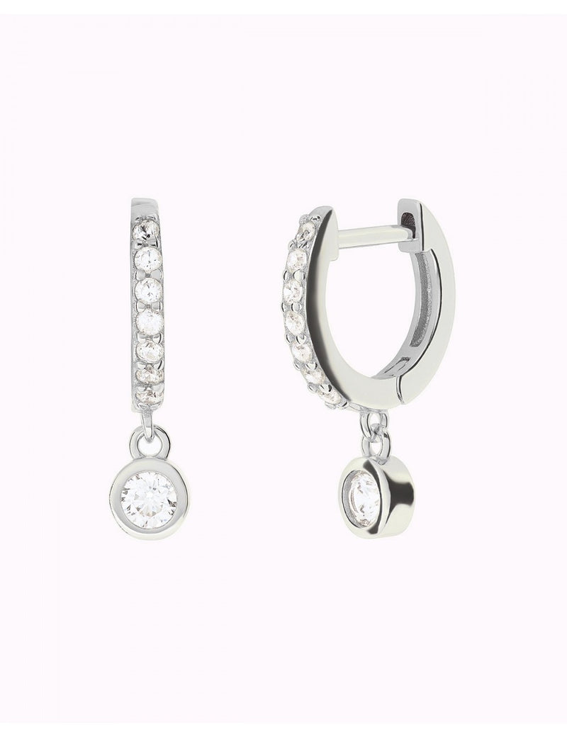 Dangling Bezel CZ Huggie Hoop Earrings