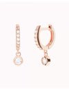 Dangling Bezel CZ Huggie Hoop Earrings