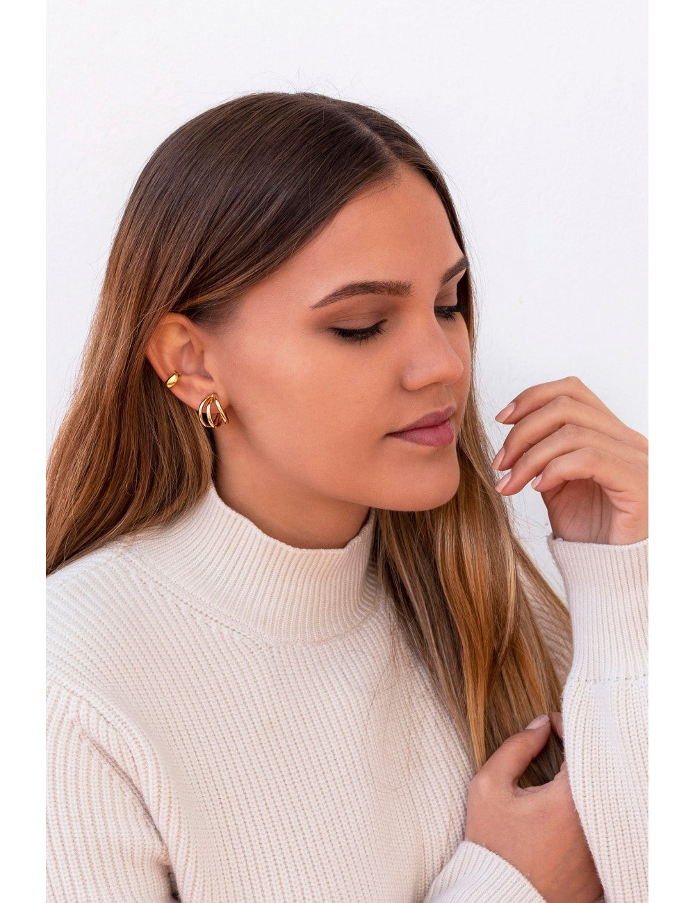 Triple Band Chunky Open Hoop Earrings