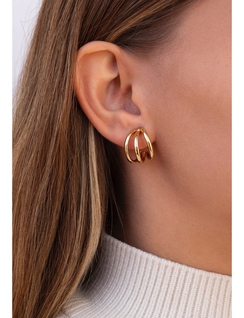 Triple Band Chunky Open Hoop Earrings