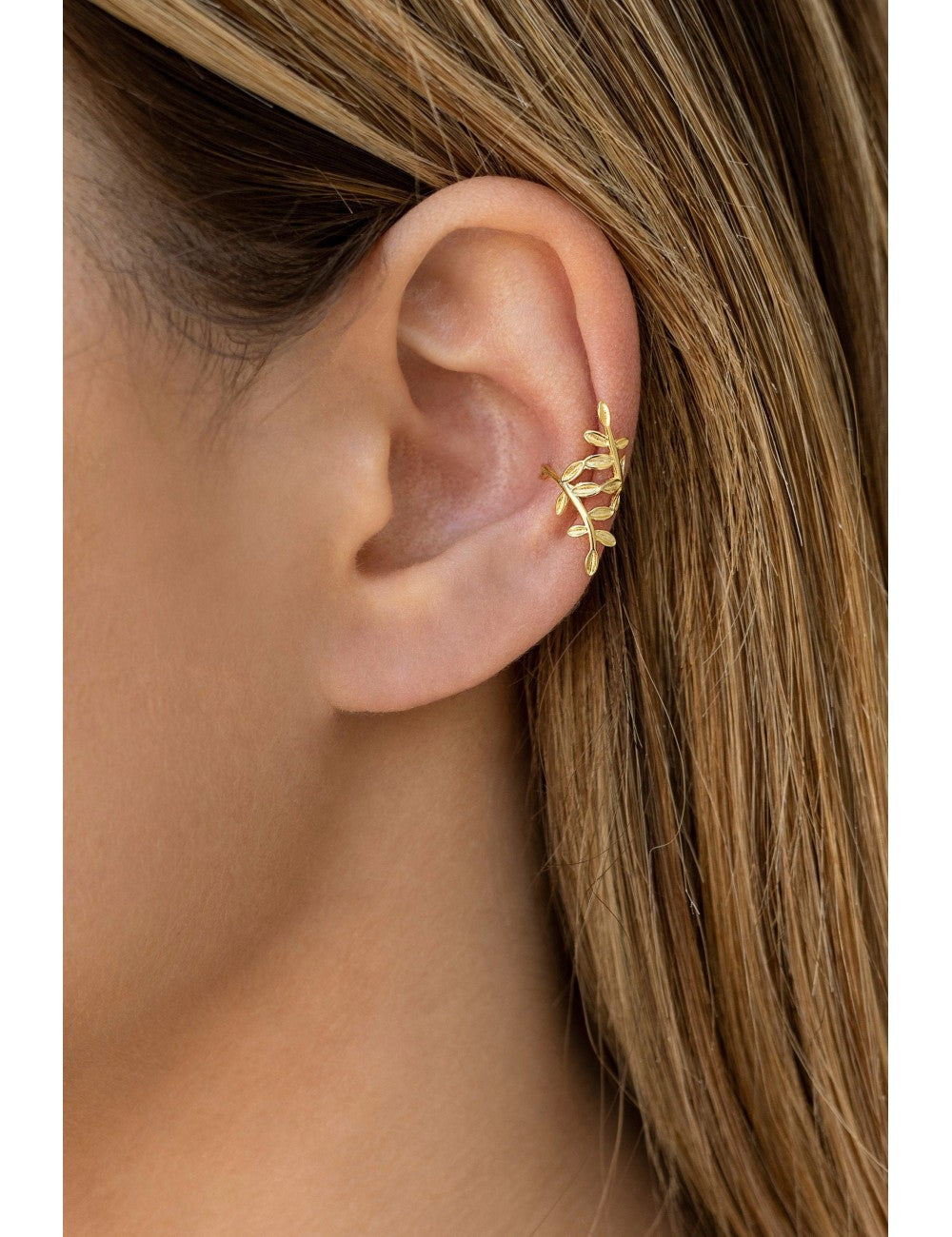 Pendientes ear cuff conch en forma de hojas