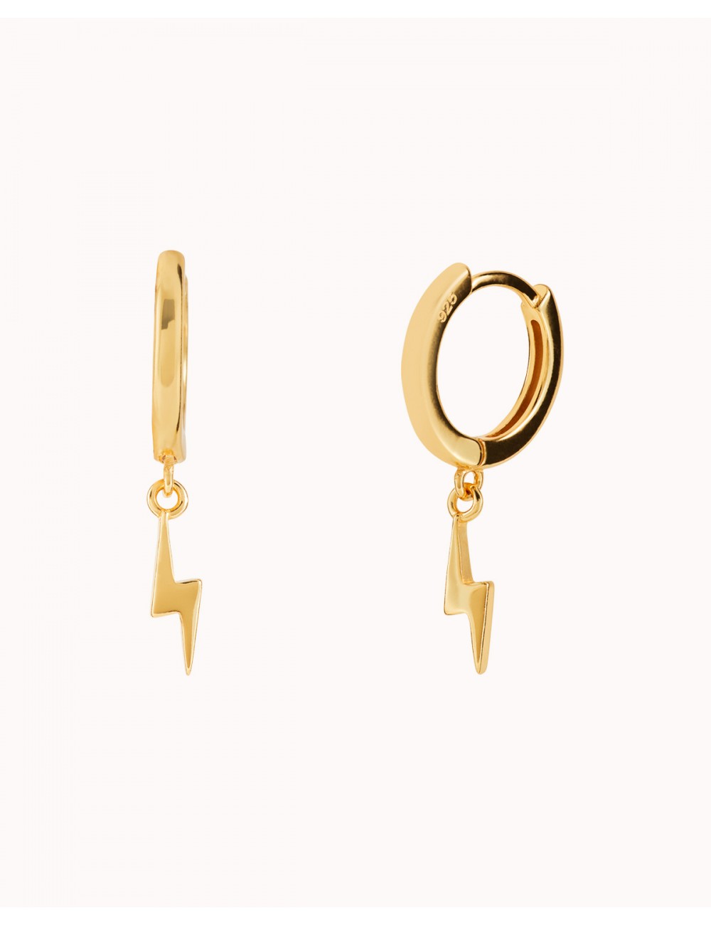 Boucles d'oreilles créoles Huggie avec pendentif éclair