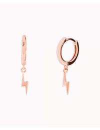Boucles d'oreilles créoles Huggie avec pendentif éclair