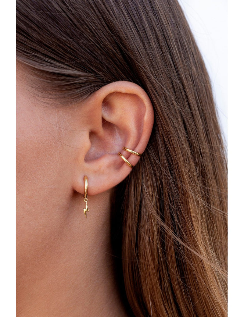 Boucles d'oreilles créoles Huggie avec pendentif éclair