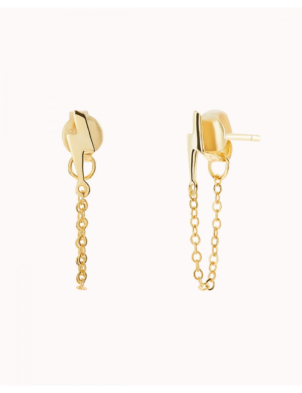 Lightning Shaped Dangling Chain Stud Earrings