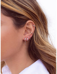 Lightning Shaped Dangling Chain Stud Earrings