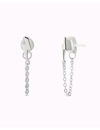 Lightning Shaped Dangling Chain Stud Earrings